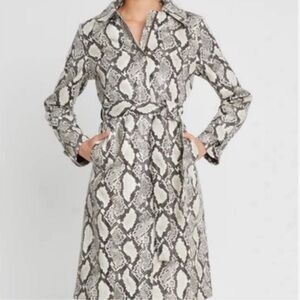 Choosy Cream & Black Vegan Snakeskin Zip Trench Raincoat